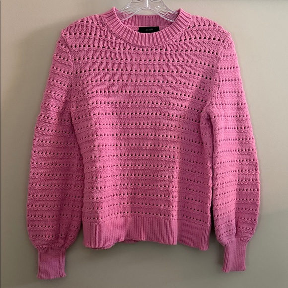 J Crew Balloon-sleeve pointelle sweater in Pink | S - Picture 3 of 10